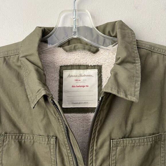 Hanna Andersson Jacket Boys Size 8 Canvas Utility Olive Green Full Zip Youth - Picture 10 of 13